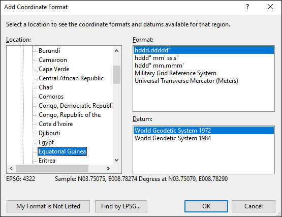 ExpertGPS is a batch coordinate converter for Equatorial Guinea GPS, GIS, and CAD coordinate formats.