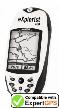 Download data from your Magellan eXplorist 400 with ExpertGPS Download your Magellan eXplorist 400 waypoints and tracklogs and create maps with ExpertGPS