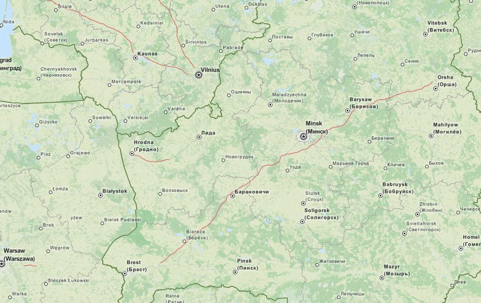 Map of Belarus in ExpertGPS GPS Mapping Software