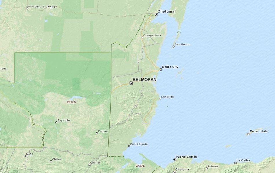 Map of Belize in ExpertGPS GPS Mapping Software