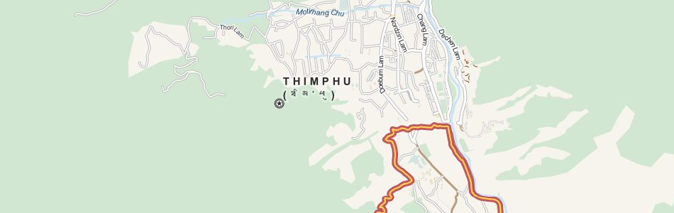 Map of Bhutan in ExpertGPS GPS Mapping Software