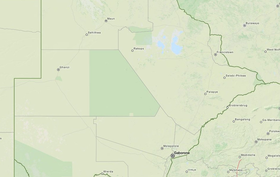 Map of Botswana in ExpertGPS GPS Mapping Software