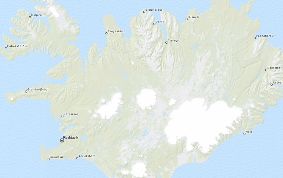 Map of Iceland in ExpertGPS GPS Mapping Software