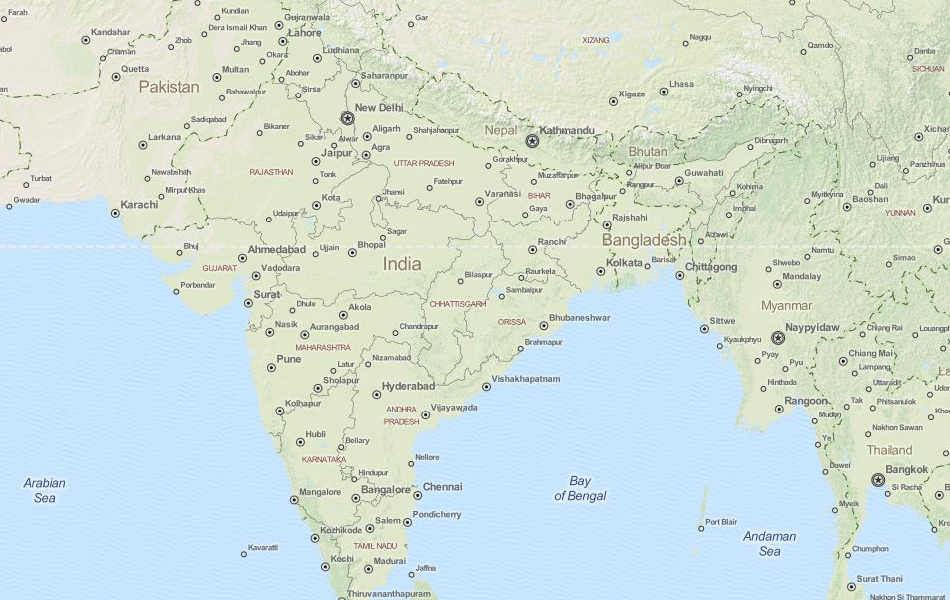 Map of India in ExpertGPS GPS Mapping Software