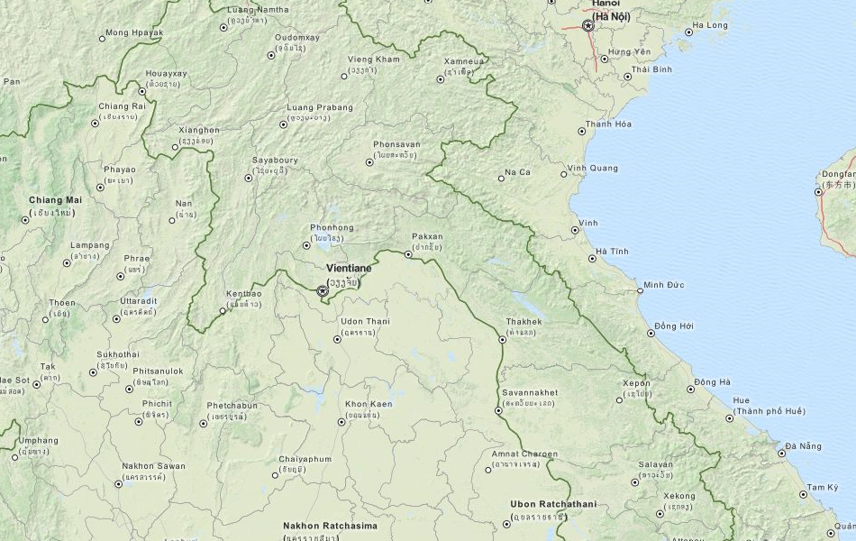 Map of Laos in ExpertGPS GPS Mapping Software