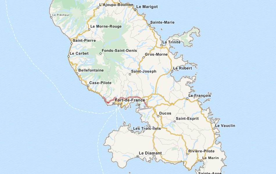 Map of Martinique in ExpertGPS GPS Mapping Software
