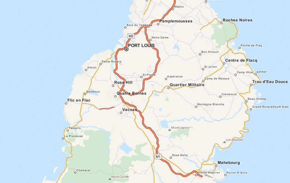 Map of Mauritius in ExpertGPS GPS Mapping Software