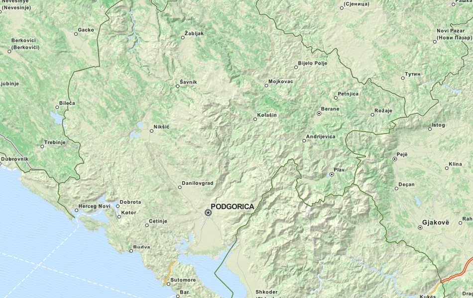 Map of Montenegro in ExpertGPS GPS Mapping Software
