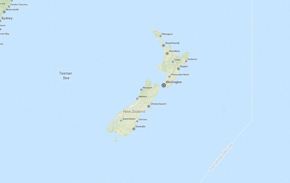 Map of New Zealand in ExpertGPS GPS Mapping Software