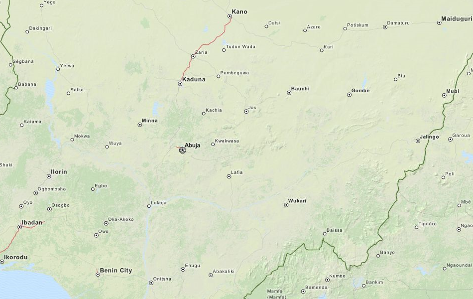 Map of Nigeria in ExpertGPS GPS Mapping Software