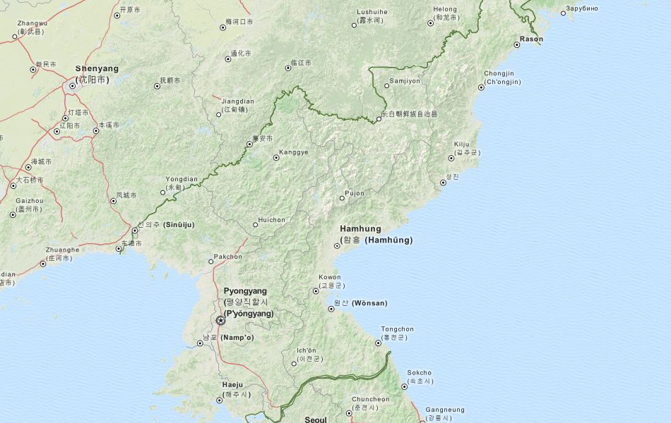 Map of North Korea in ExpertGPS GPS Mapping Software