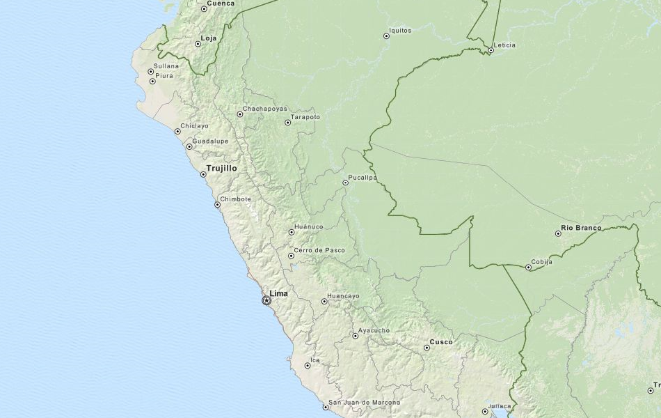 Map of Peru in ExpertGPS GPS Mapping Software