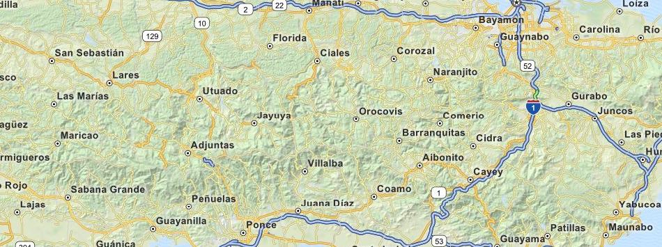 Map of Puerto Rico in ExpertGPS GPS Mapping Software