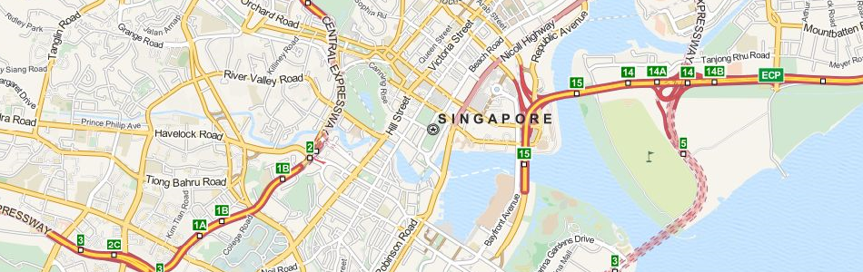 Map of Singapore in ExpertGPS GPS Mapping Software