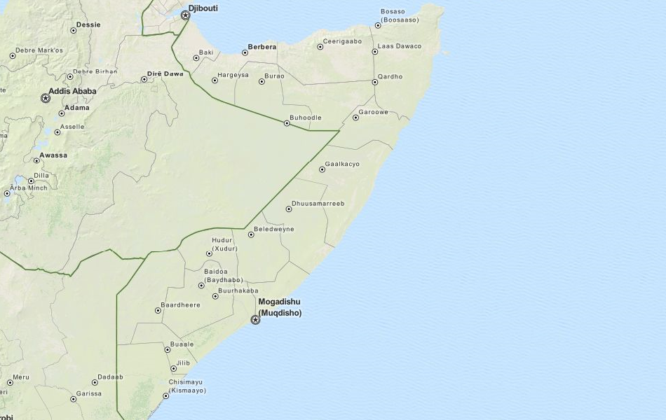Map of Somalia in ExpertGPS GPS Mapping Software