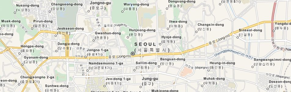 Map of South Korea in ExpertGPS GPS Mapping Software