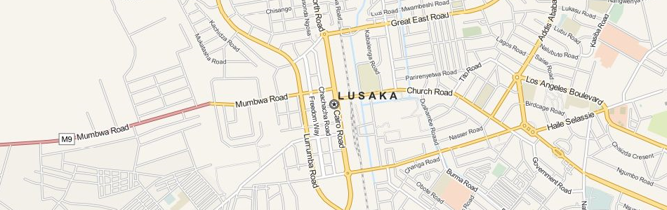 Map of Zambia in ExpertGPS GPS Mapping Software